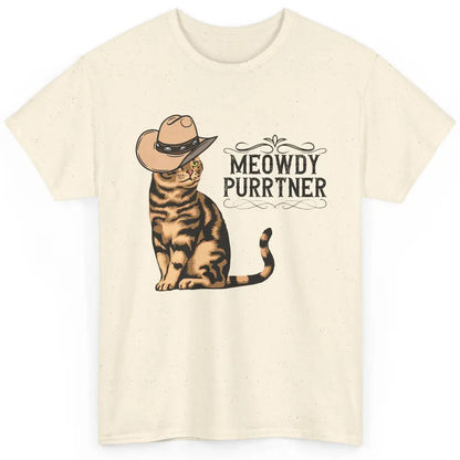 Funny Cat Cowboy Meowdy Purrtner Western Country Cat Mom Classic Unisex T-Shirt