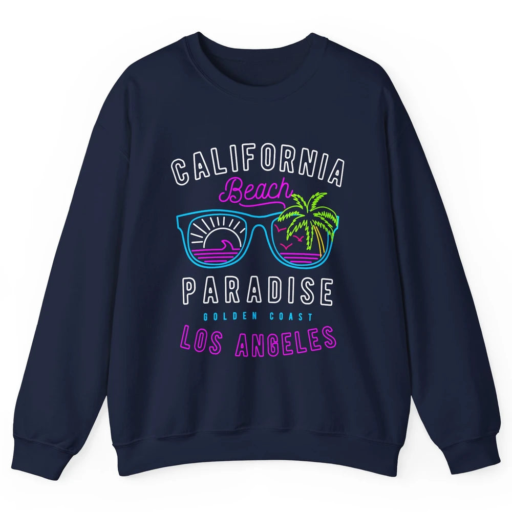 California Beach Paradise Los Angeles Golden Coast Neon 80s Unisex Crewneck Sweatshirt