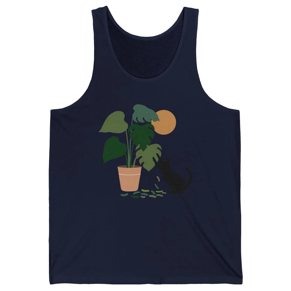 Black Cat And Plant The Making Of Monstera Garden Cat Lovers Unisex Jersey Tank