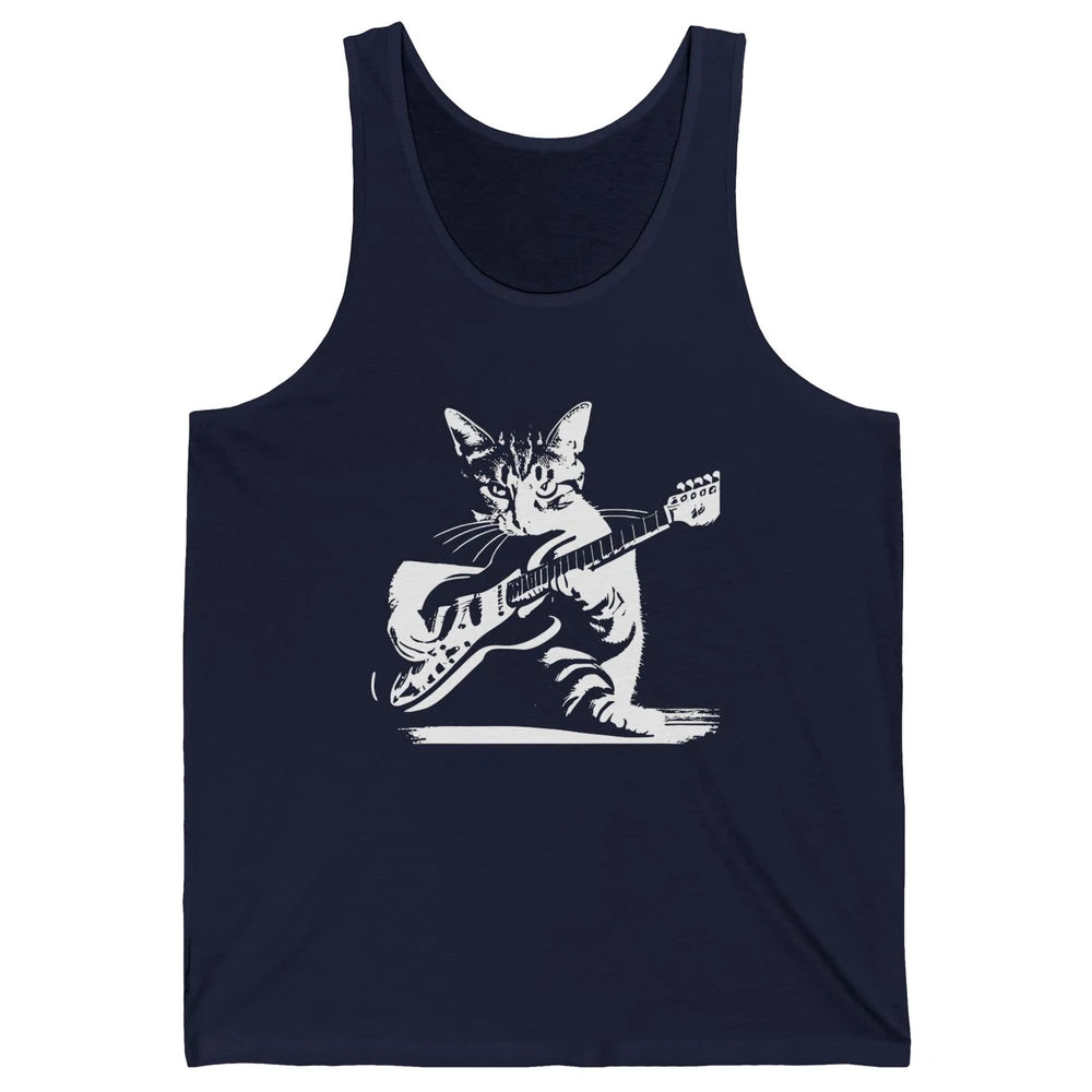 Cat Playing Guitar Funny Cat Guitar Kitty Cat Lovers Gift Unisex Jersey Tank