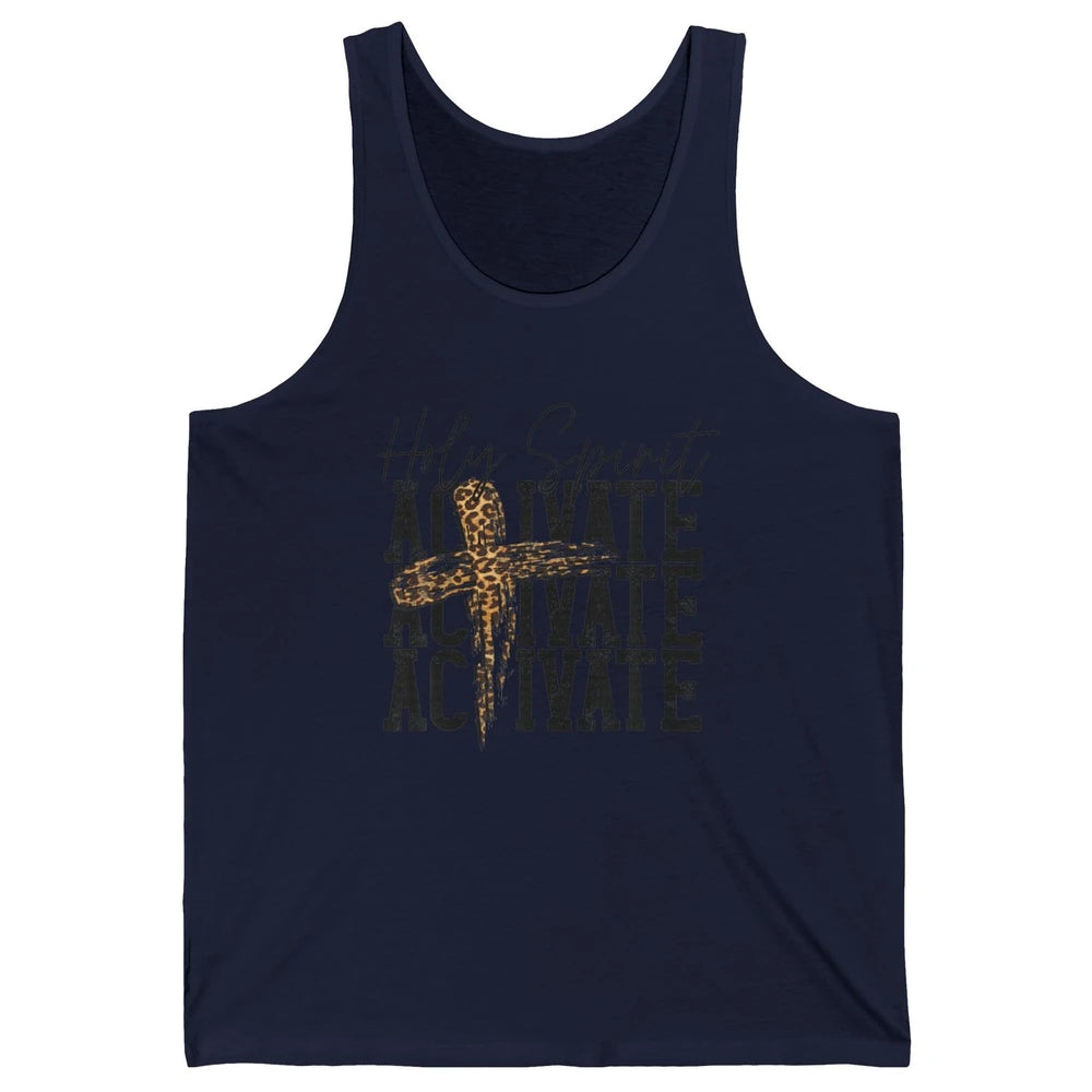 Western Leopard Holy Spirit Activate Jesus Cross Christian Unisex Jersey Tank