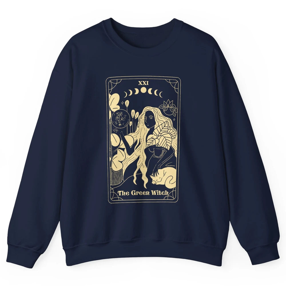 The Green Witch Gardener Tarot Card Halloween Gardening Gift Unisex Crewneck Sweatshirt