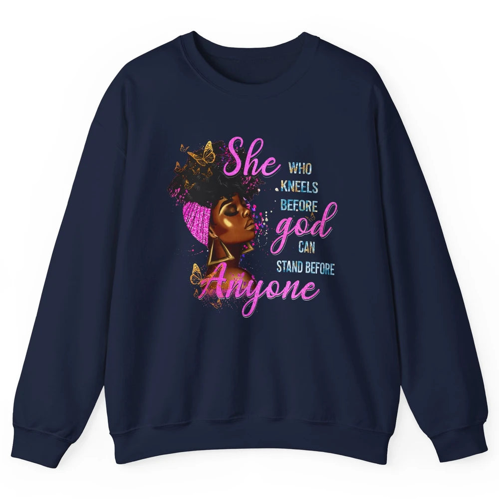 Black Girl She Who Kneels Before God Christian Afro Women Unisex Crewneck Sweatshirt