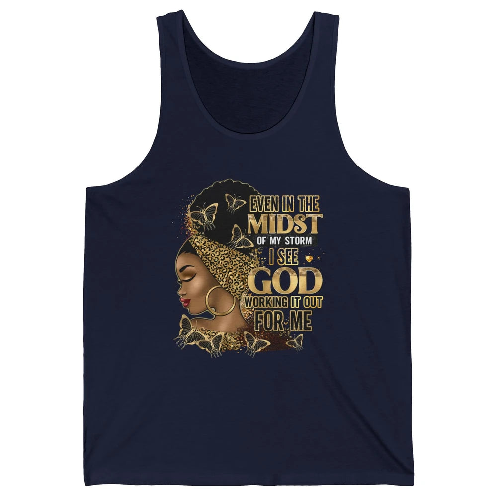 Black Girl In The Midst Of Storm Afro Woman Christian Belief Unisex Jersey Tank