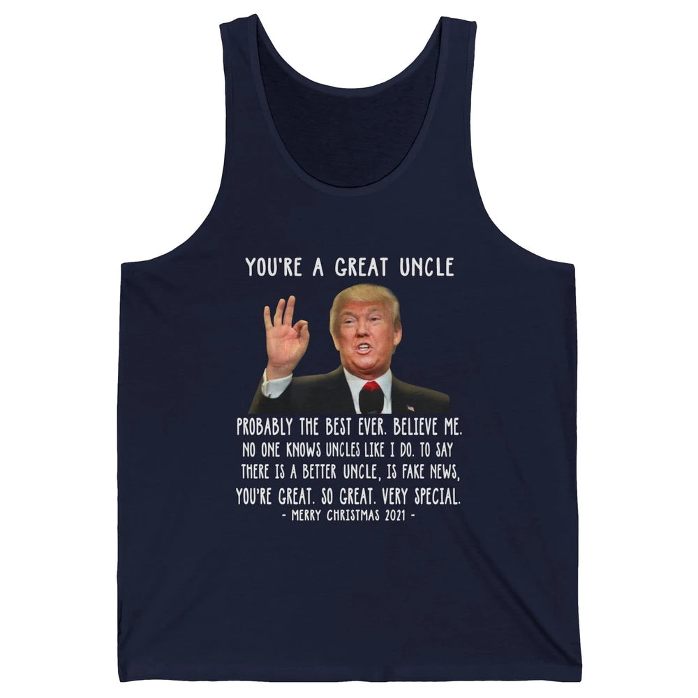 Funny Trump Speech Great Uncle Merry Christmas Uncle Gift Unisex Jersey Tank