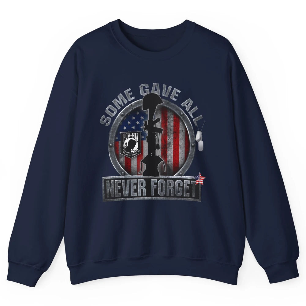 Retro US Veteran Some Gave All Never Forget Memorial Day Unisex Crewneck Sweatshirt