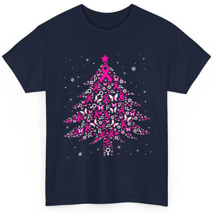 Breast Cancer Pink Ribbon Xmas Tree Breast Cancer Christmas Classic Unisex T-Shirt