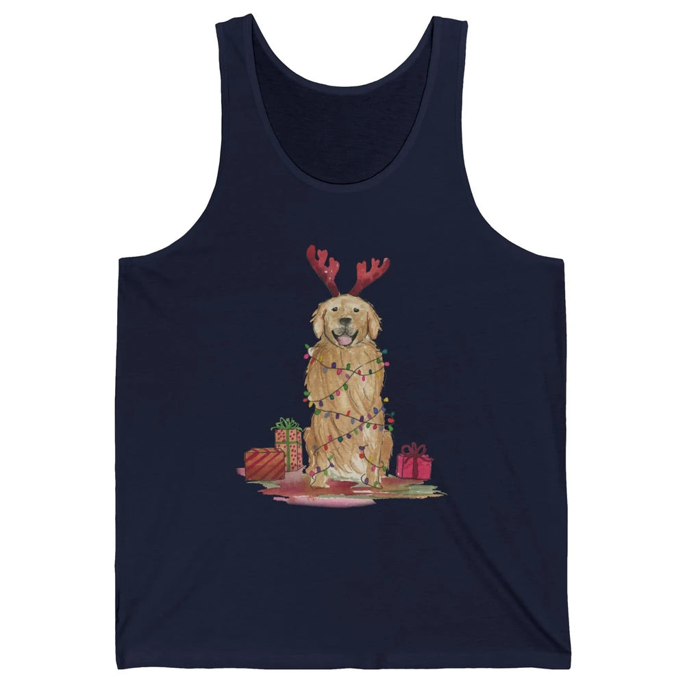 Santa Golden Retriever Reindeer Snowflake Christmas Costume Unisex Jersey Tank