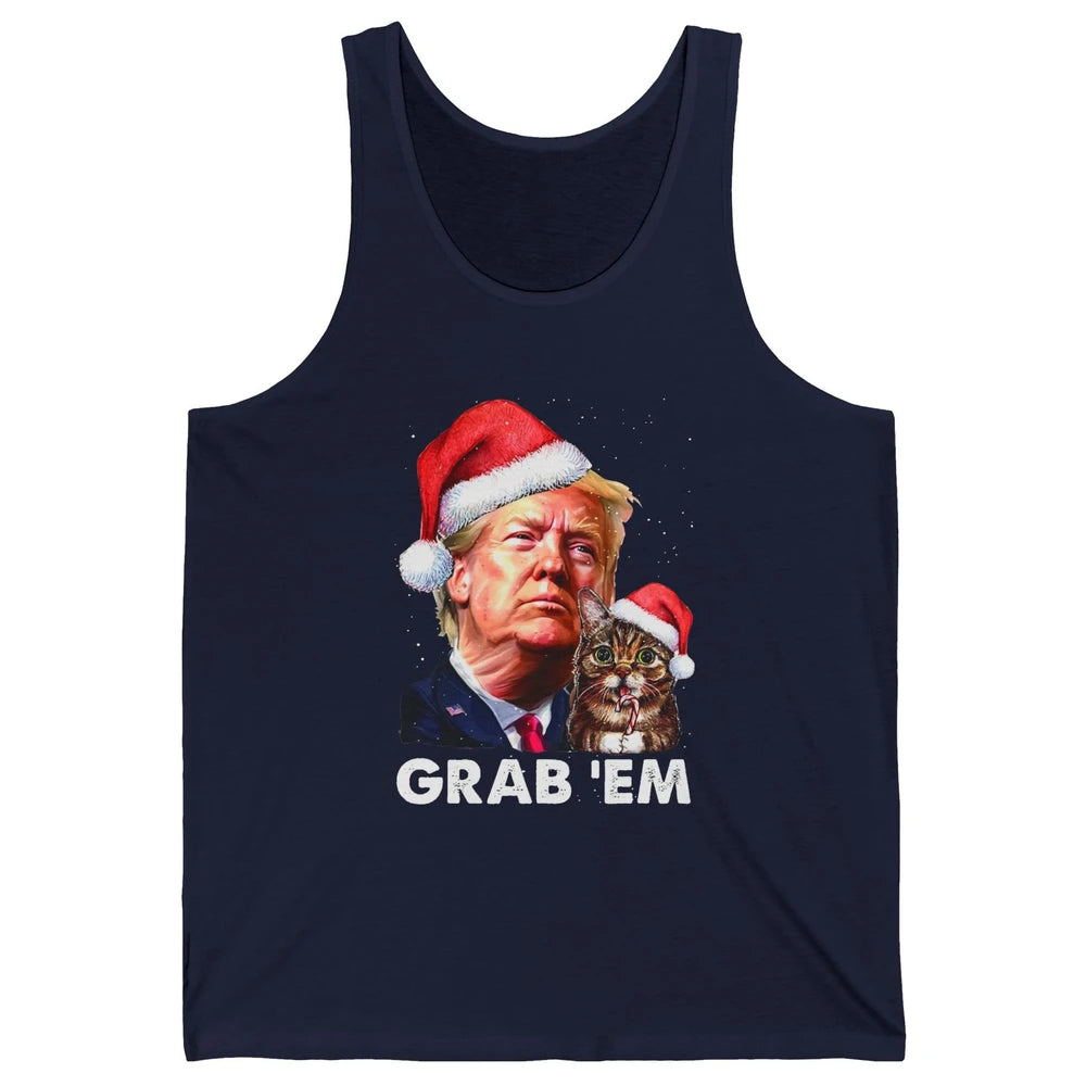 Funny Trump Cat Santa Grab' Em Trump Lovers Christmas Unisex Jersey Tank