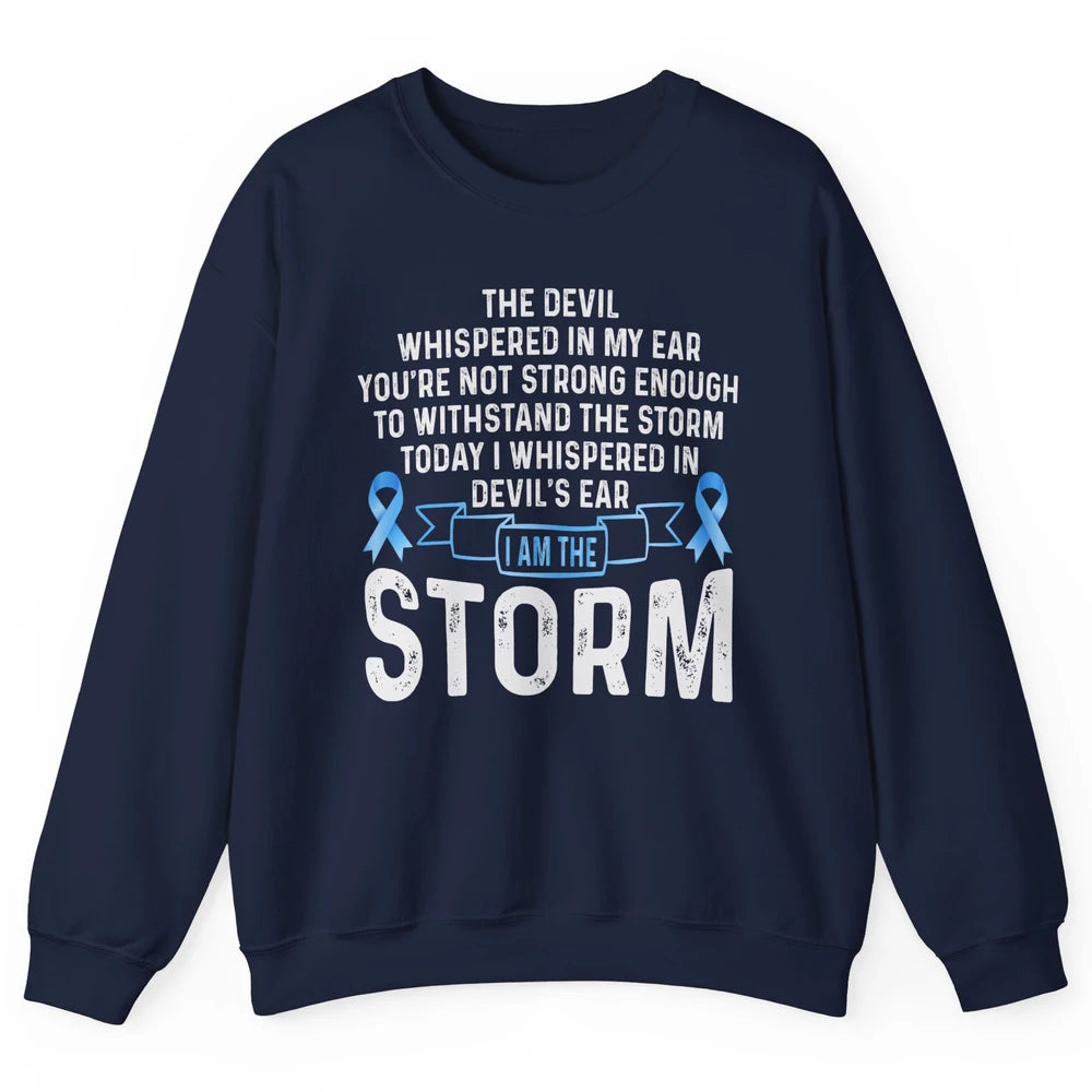 The Storm Retro Warrior Prostate Cancer Month Blue Ribbon Unisex Crewneck Sweatshirt