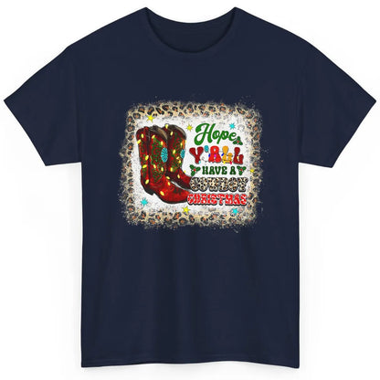 Merry Christmas Cowboy Boots Leopard Xmas Lights Western Classic Unisex T-Shirt