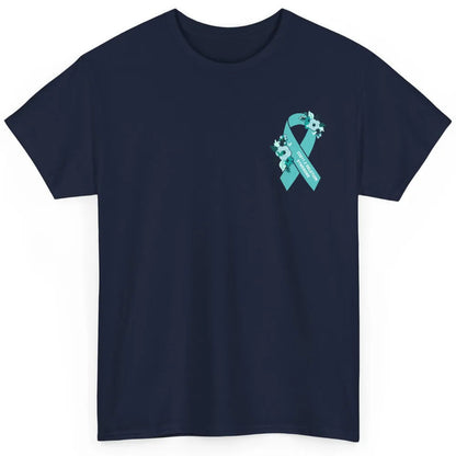 22q11.2 Deletion Syndrome Awareness Floral Teal Rainbow Classic Unisex T-Shirt