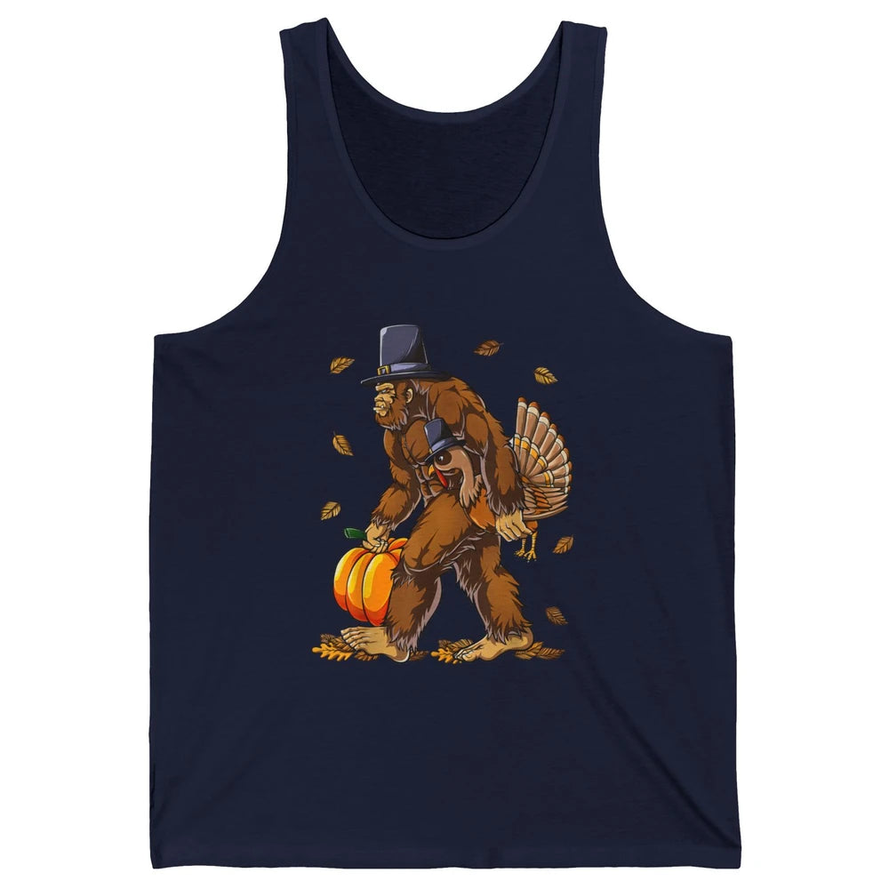 Bigfoot Pilgrim Hat Turkey Thanksgiving Funny Turkey Autumn Unisex Jersey Tank