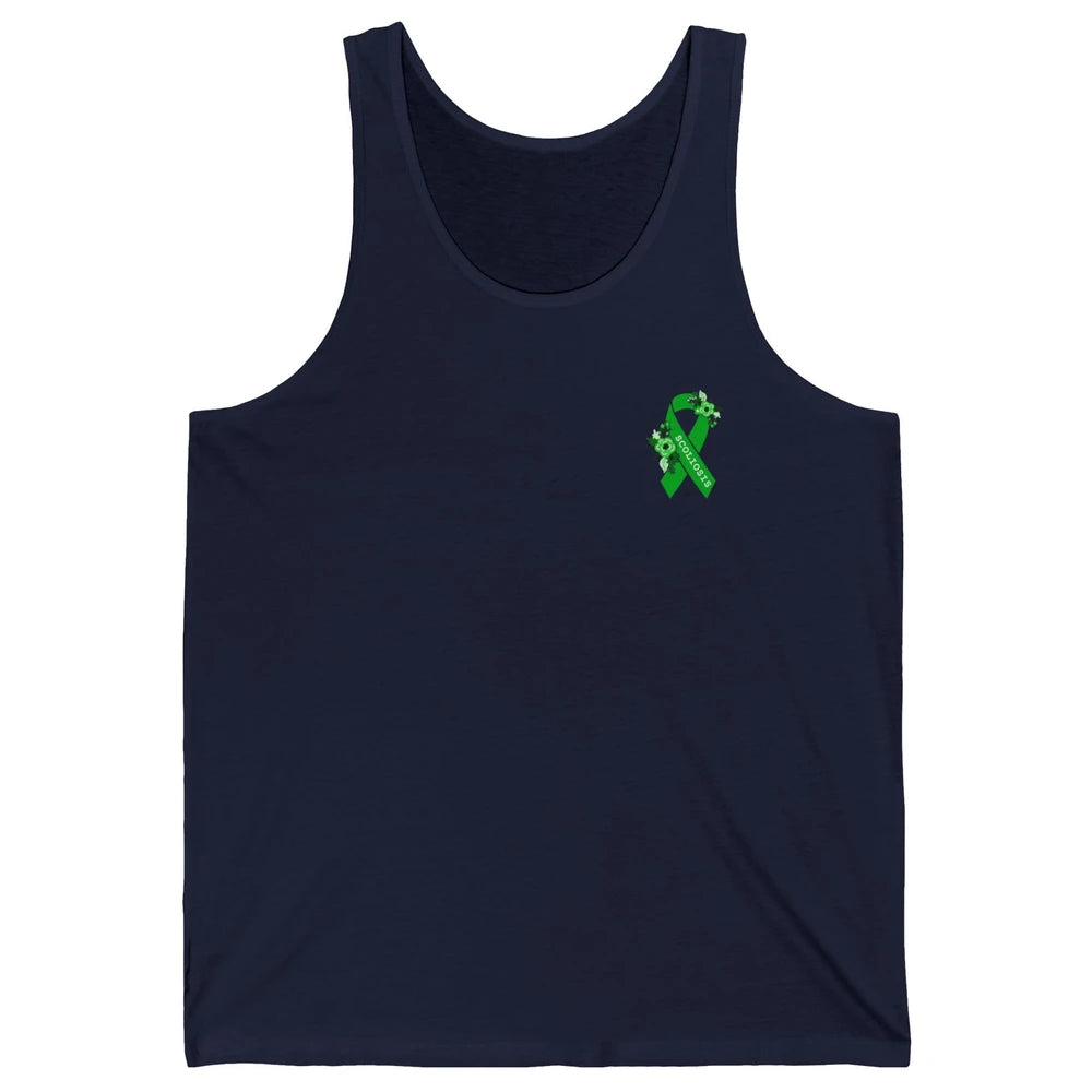 Scoliosis Awareness Support Floral Green Ribbon Pocket Size Unisex Jersey Tank