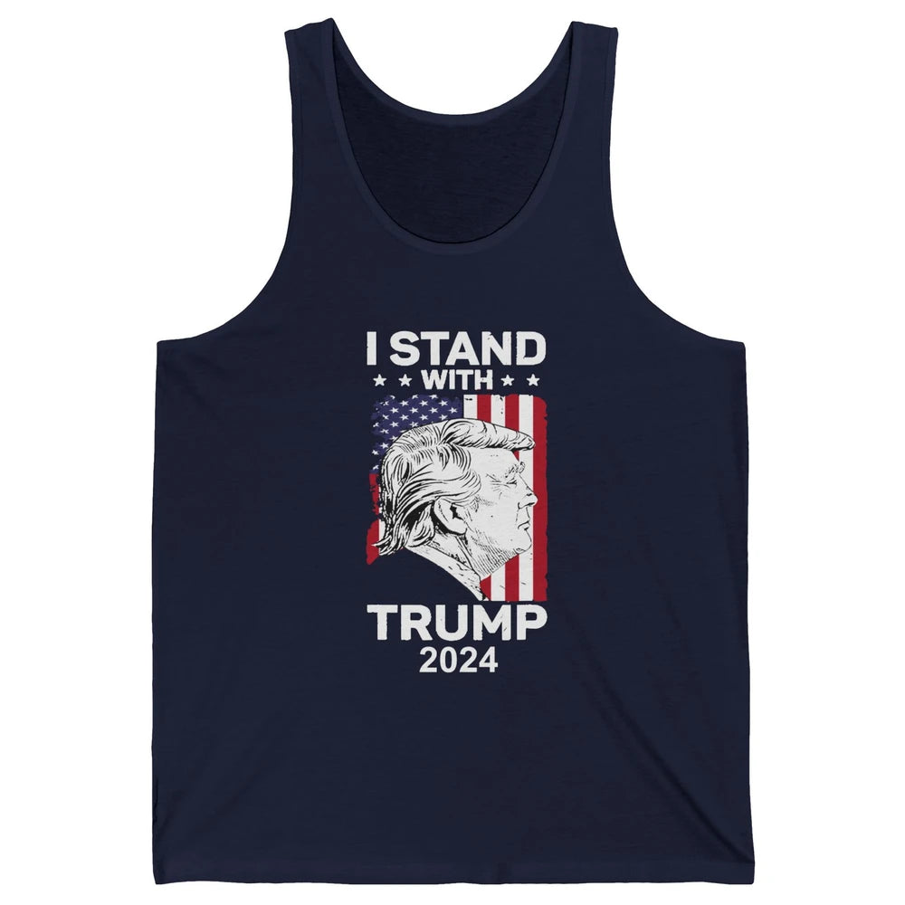 Retro US Flag I Stand With Trump President Trump Return 2024 Unisex Jersey Tank