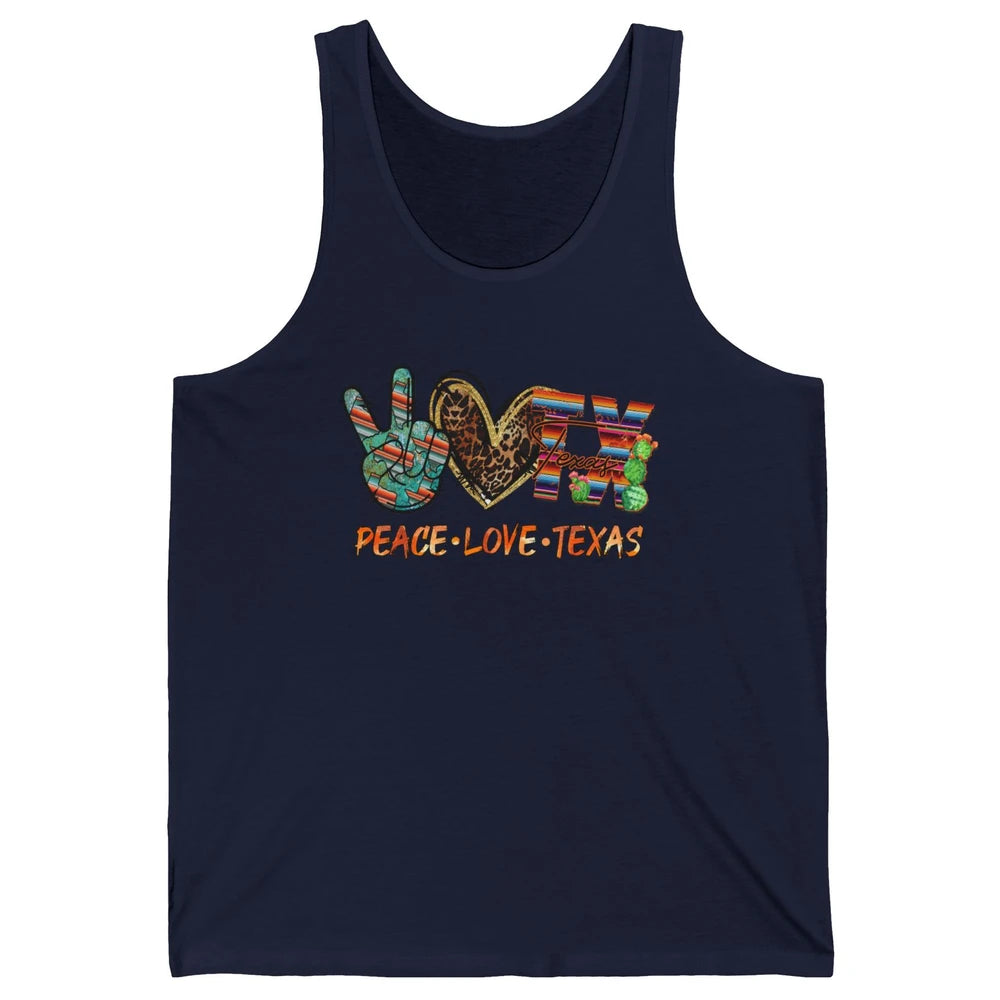 Retro Peace Love Texas Leopard Western Country Desert Cactus Unisex Jersey Tank