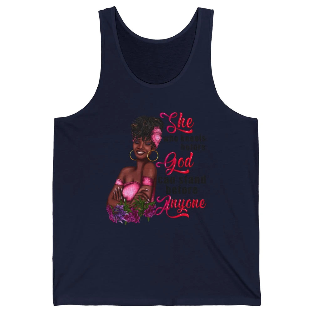 Black Girl She Who Kneels Before God Christian Afro Women Unisex Jersey Tank