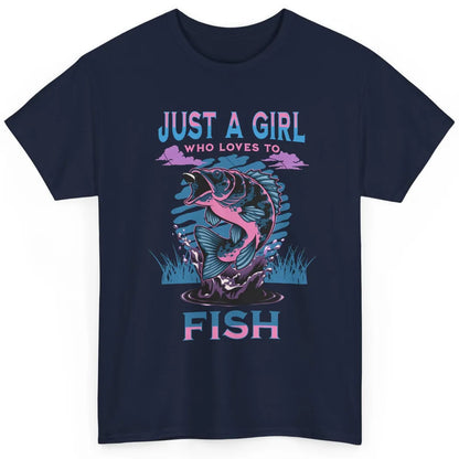 Fisherwoman Just A Girl Who Loves Fishing Reel Girls Fish Classic Unisex T-Shirt