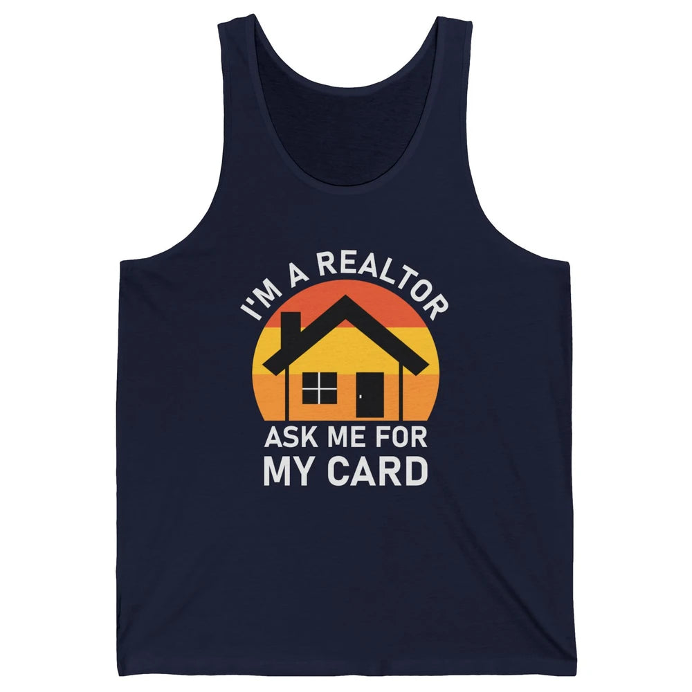 Ask Me For Card Real Estate Realtor House Agent Close Deal Unisex Jersey Tank