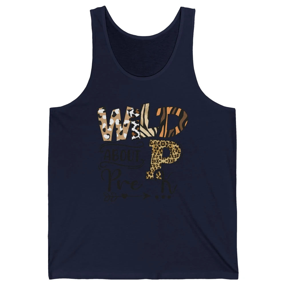 Wild About Pre-K Leopard Preschool Teacher Back To School Unisex Jersey Tank