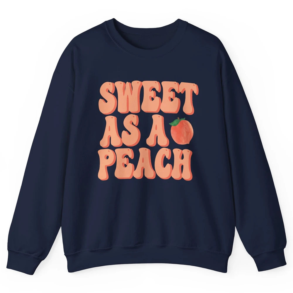 Sweet As A Peach Retro 70s Peachy Summer Fruit Peach Lovers Unisex Crewneck Sweatshirt