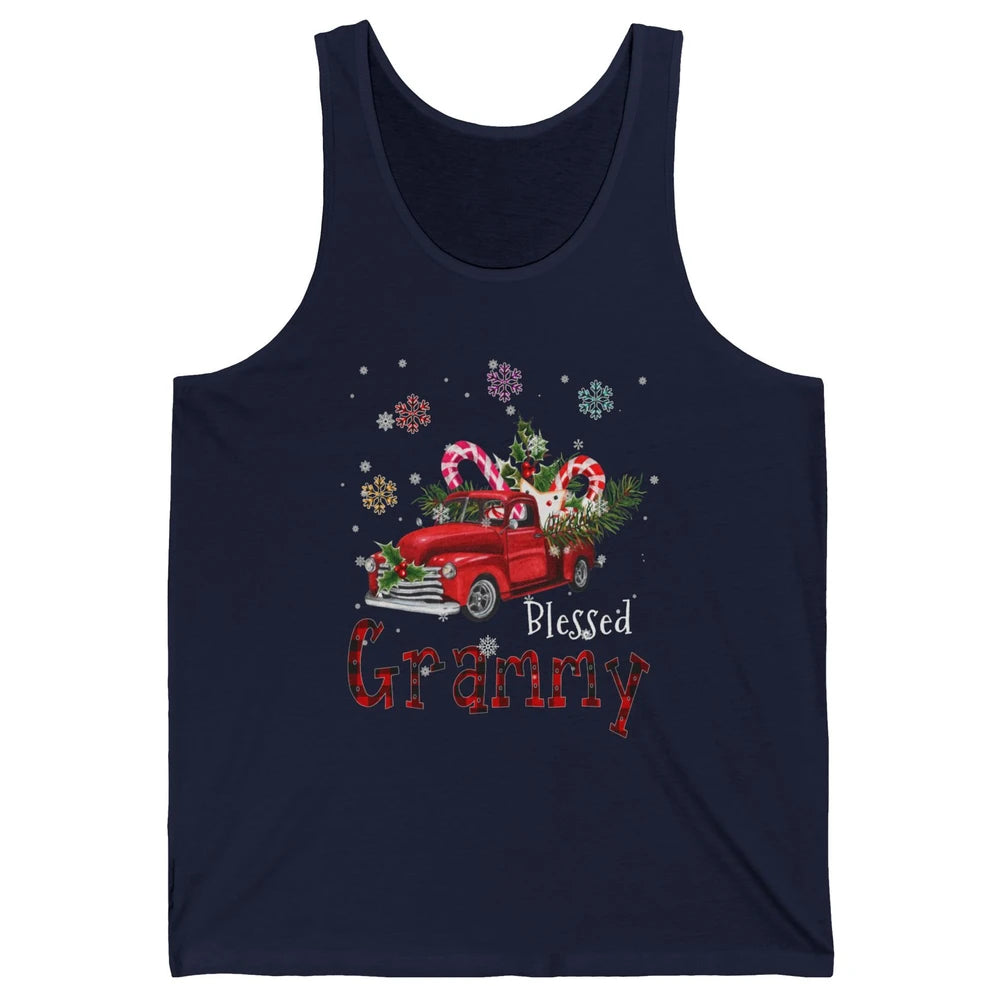 Merry Christmas Blessed Grammy Red Truck Xmas Grandma Retro Unisex Jersey Tank