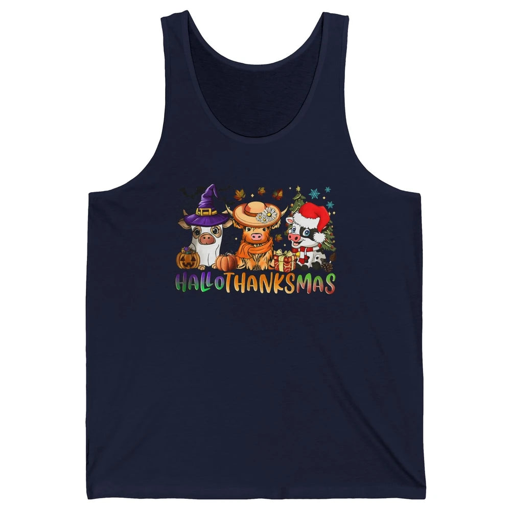 Baby Cow Pig Happy Hallo-thank-mas Fall Pumpkin Thanksgiving Unisex Jersey Tank