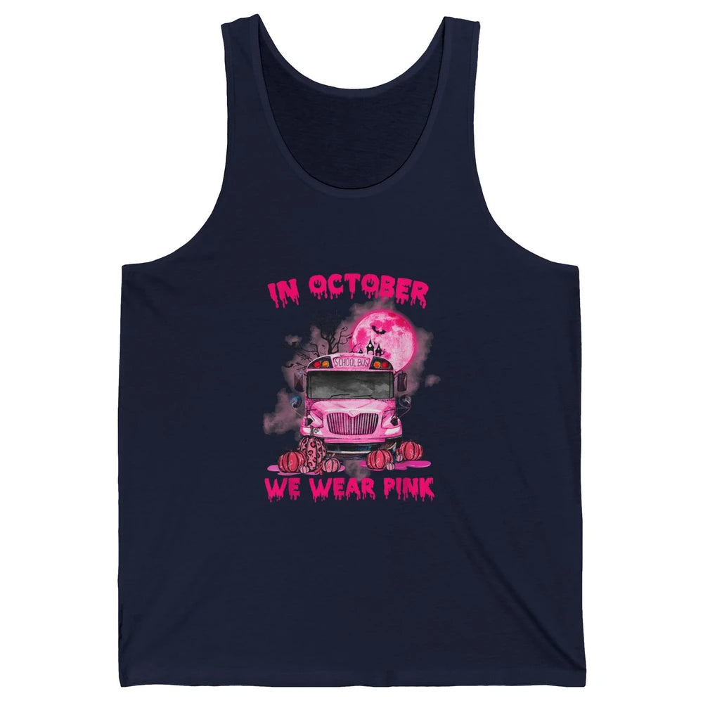 School Bus Driver Wear Pink Ribbon Breast Cancer Awareness Unisex Jersey Tank