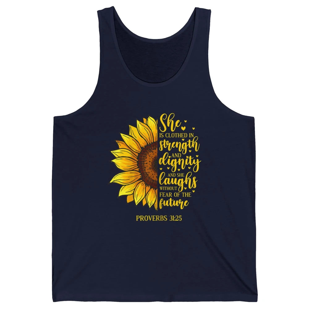 Sunflower Jesus Faith Christian God Bible Verse Religious Unisex Jersey Tank