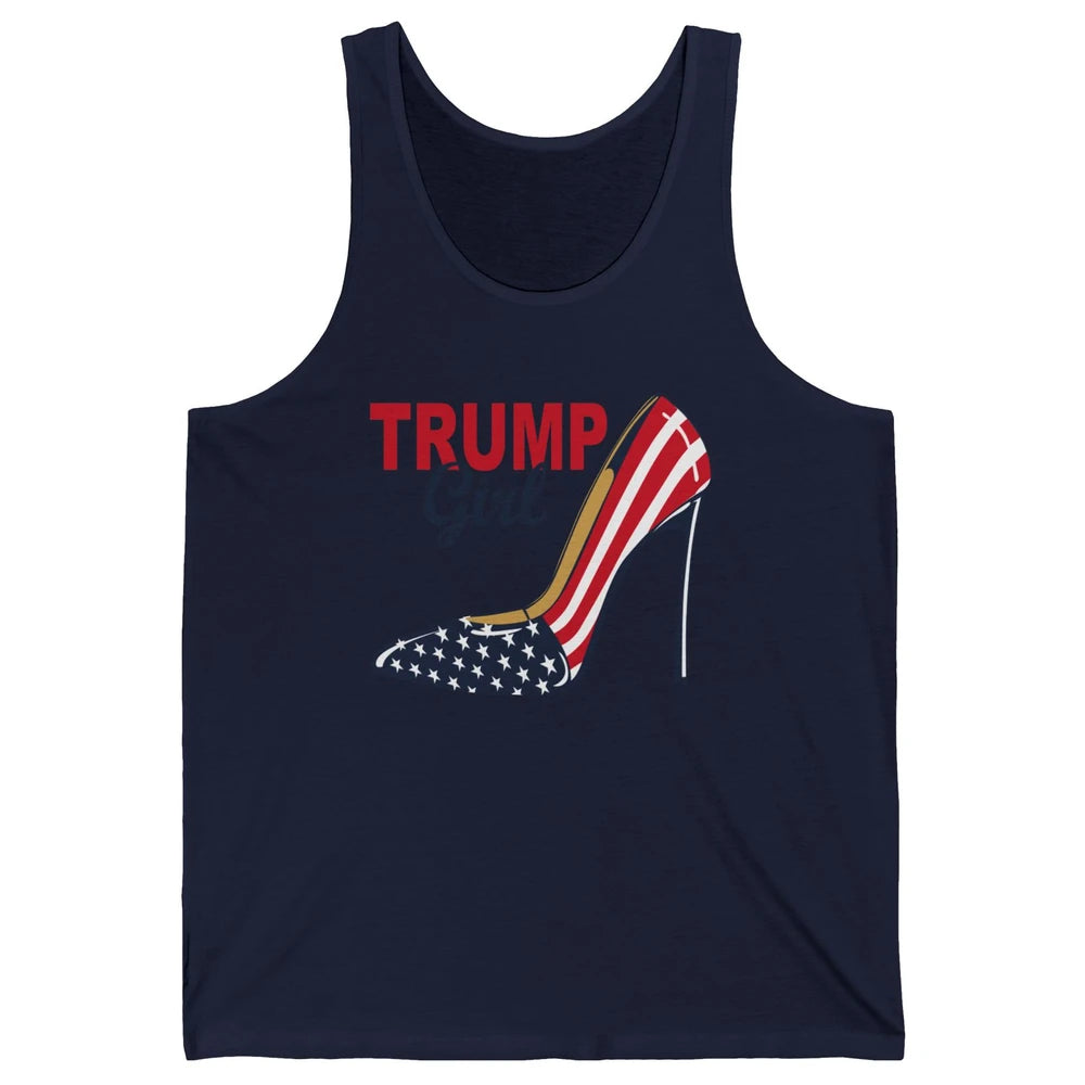 Trump Girl American Flag High Heels Republican Trump Support Unisex Jersey Tank