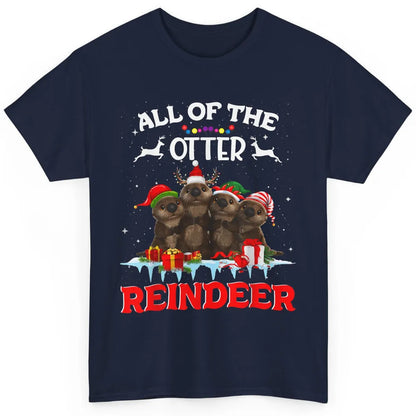 Merry Christmas All Of Otter Reindeer Funny Xmas Santa Hat Classic Unisex T-Shirt