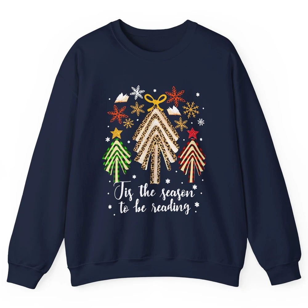 Books Christmas Tree Tis The Season To Be Reading Christmas Unisex Crewneck Sweatshirt