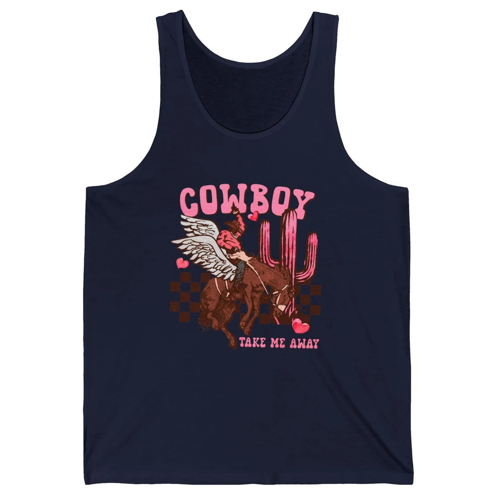 Take Me Away Valentine Cowboy Rodeo Horse Riding Western Unisex Jersey Tank