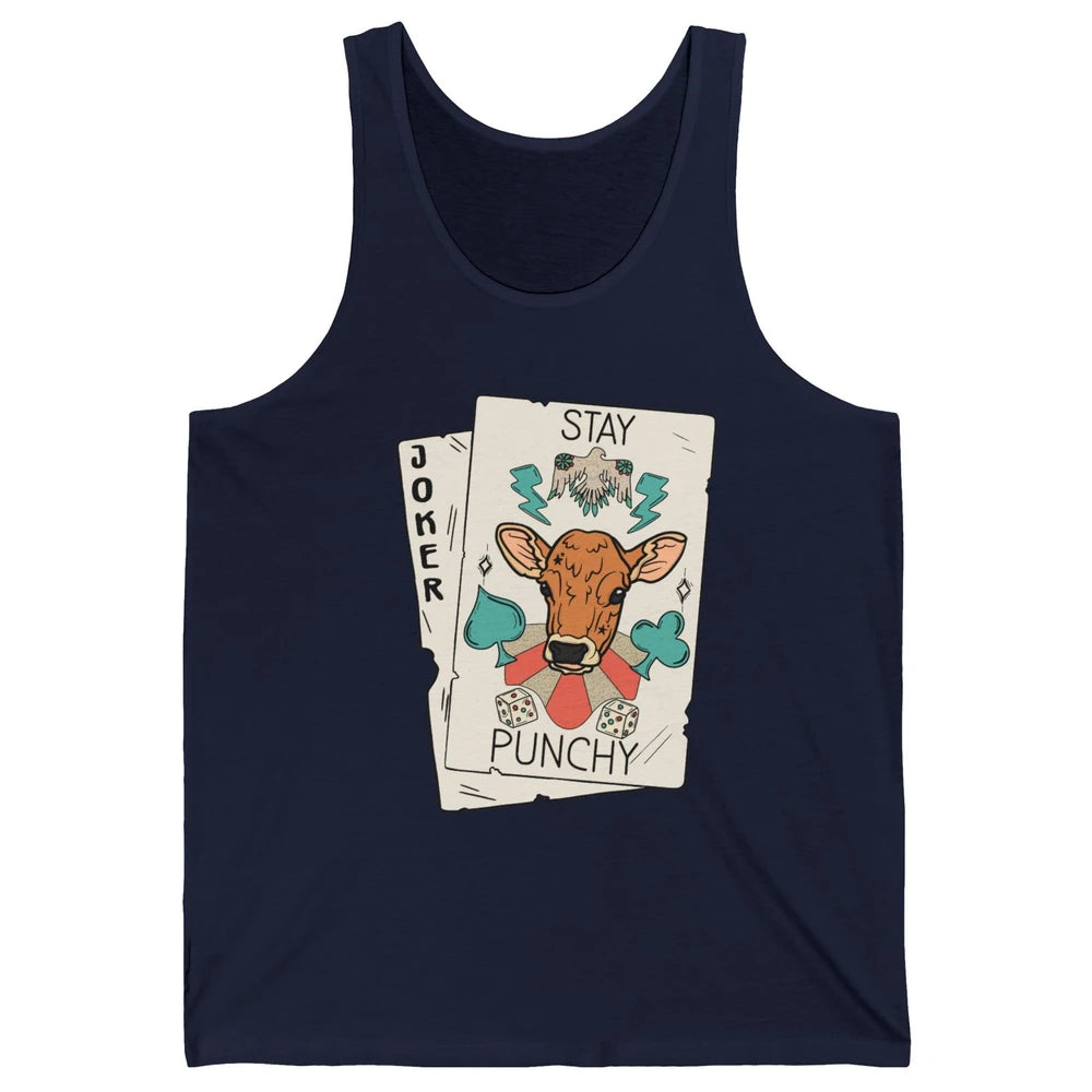 Calf Cow Stay Punchy Playing Cards Western Country Cattles Unisex Jersey Tank