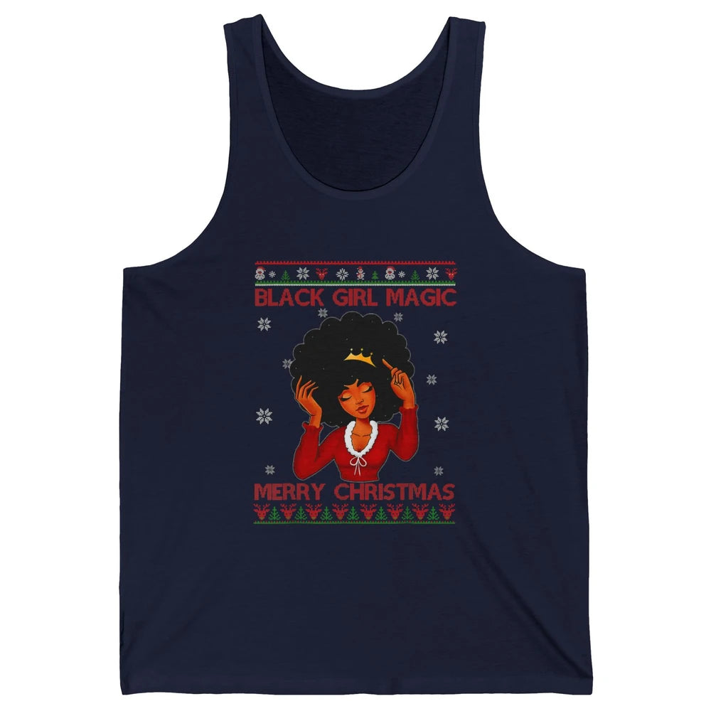 Ugly African Girl American Melanin Christmas Santa Hat Afro Unisex Jersey Tank