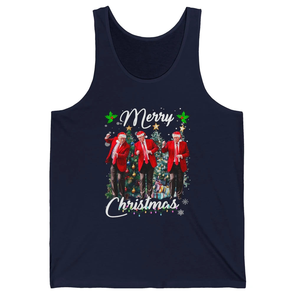 Funny Trump Dance Santa Claus Christmas Donald Trump President Sarcastic Political Xmas Unisex Jersey Tank