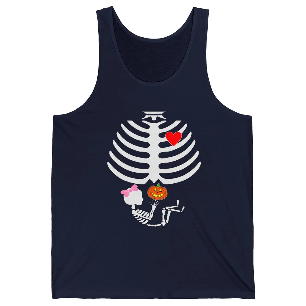 Baby Girl Skeleton Pregnancy Reveal Halloween Mom Costume Unisex Jersey Tank