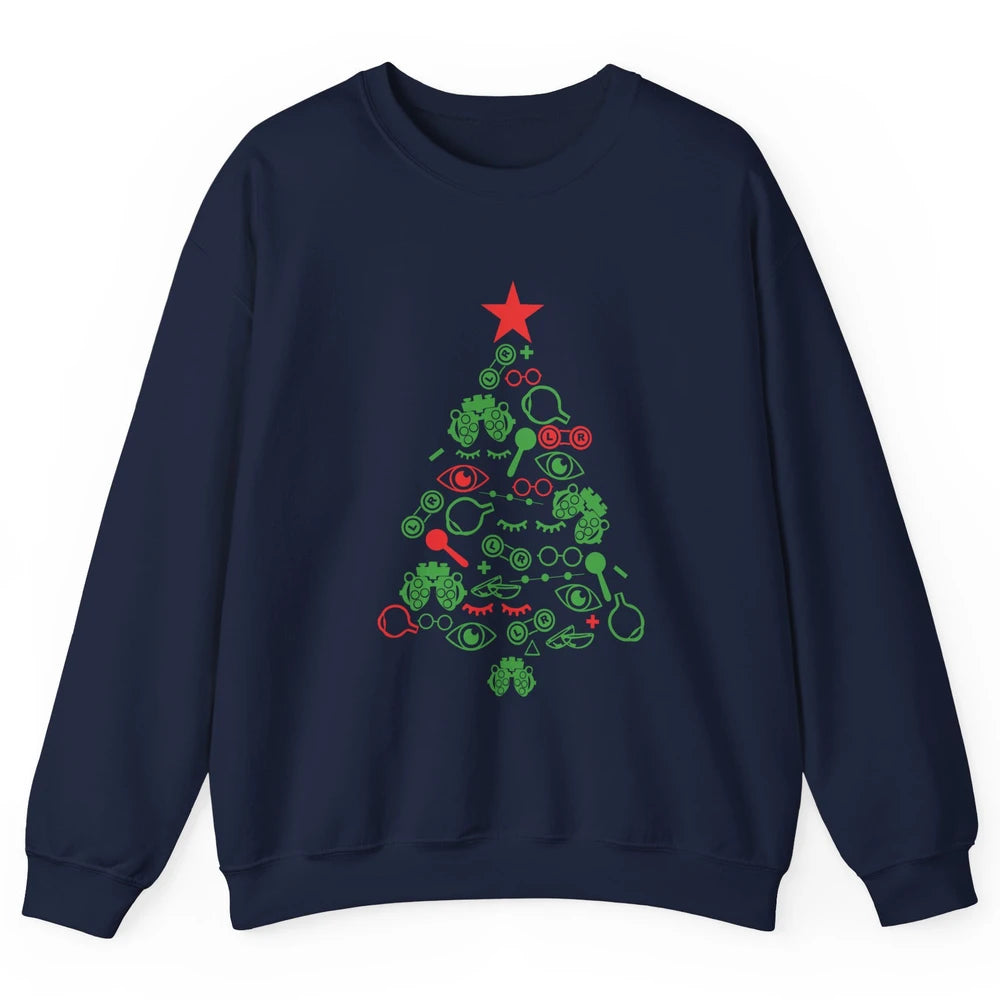 Funny Optometrist Symbols Christmas Tree Optician Optometry Unisex Crewneck Sweatshirt