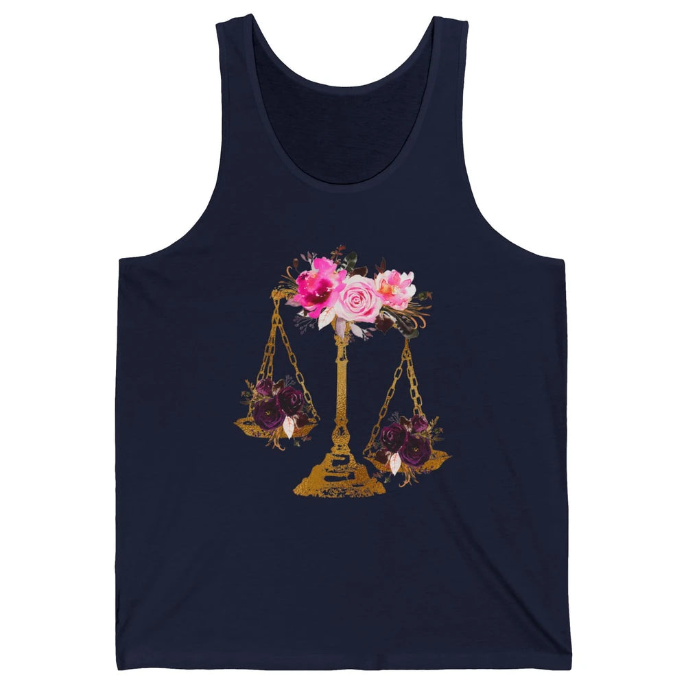 Wildflowers Lawyer Office Scales Roses Justice Law School Unisex Jersey Tank