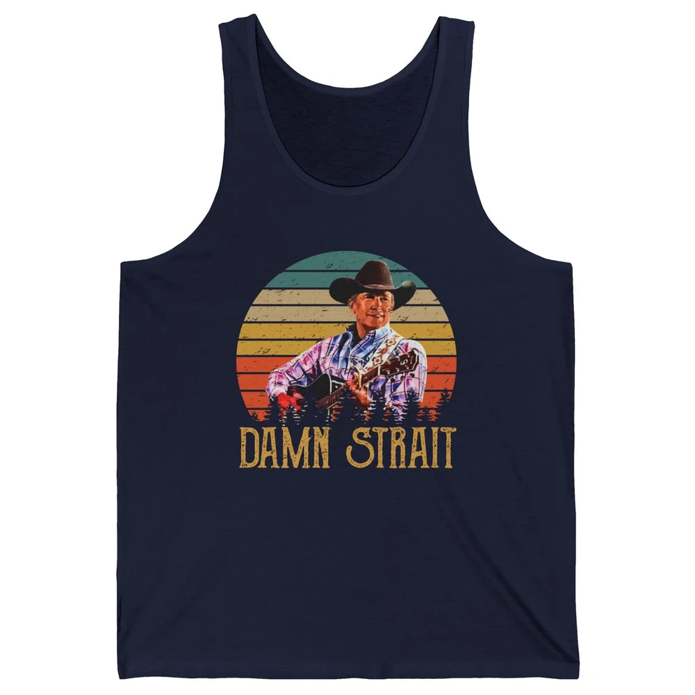 Vintage Cowboy Guitar Country Music Damn Strait Western Unisex Jersey Tank