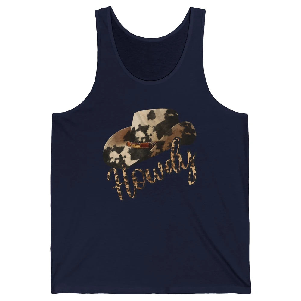 Vintage Leopard Cowboy Hat Howdy Western Country Cowgirls Unisex Jersey Tank