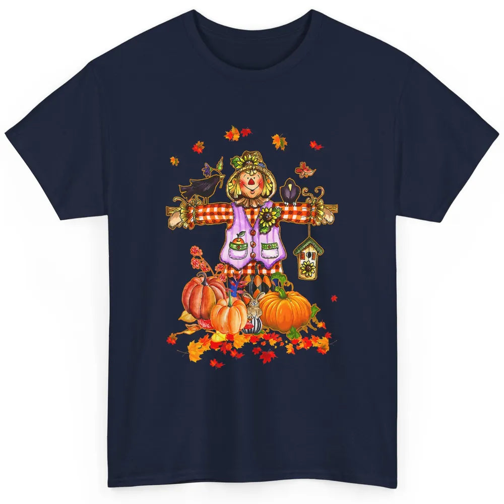 Scarecrow Autumn Hello Fall Pumpkin Thanksgiving Halloween Classic Unisex T-Shirt