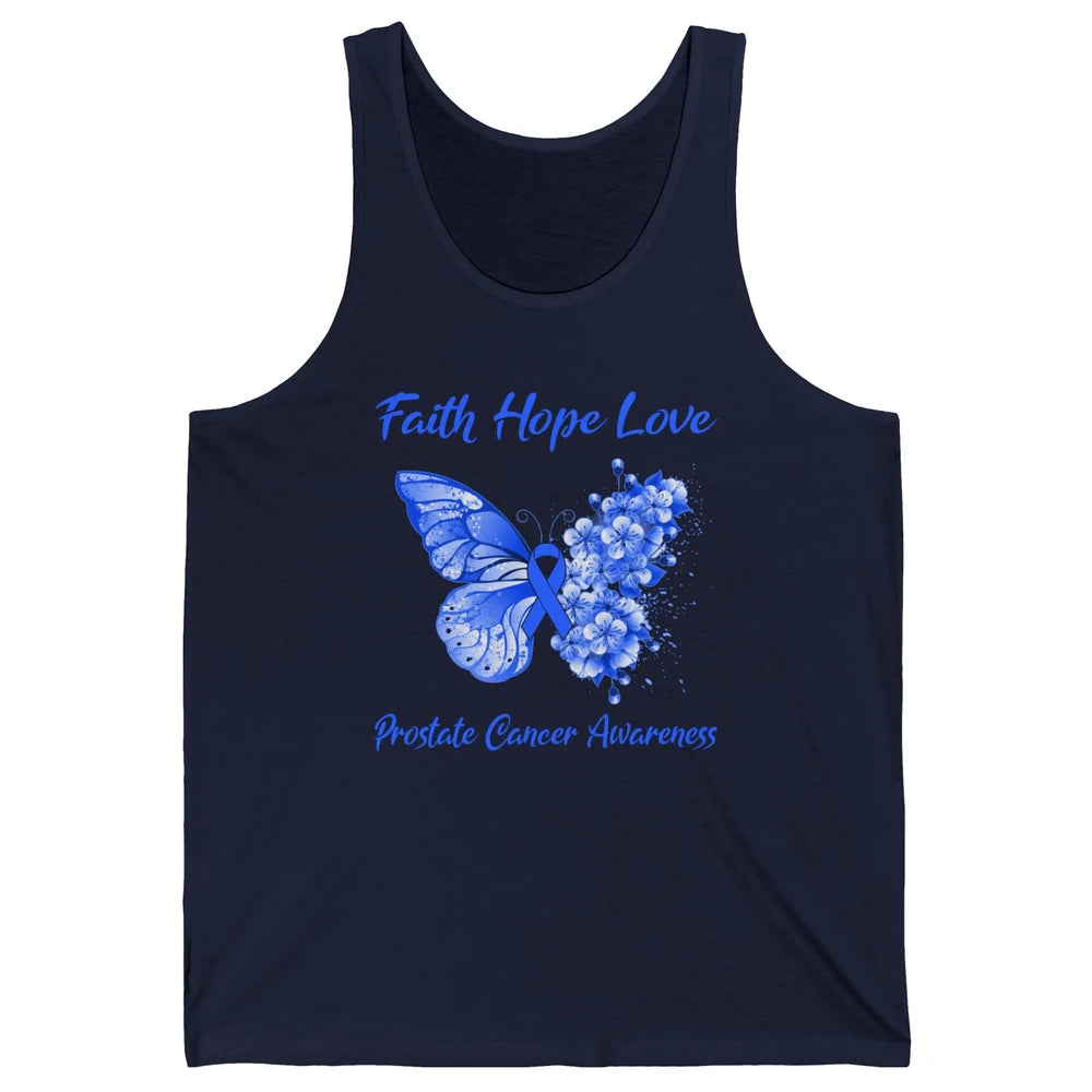 Butterfly Faith Hope Warrior Prostate Cancer Blue Ribbon Unisex Jersey Tank