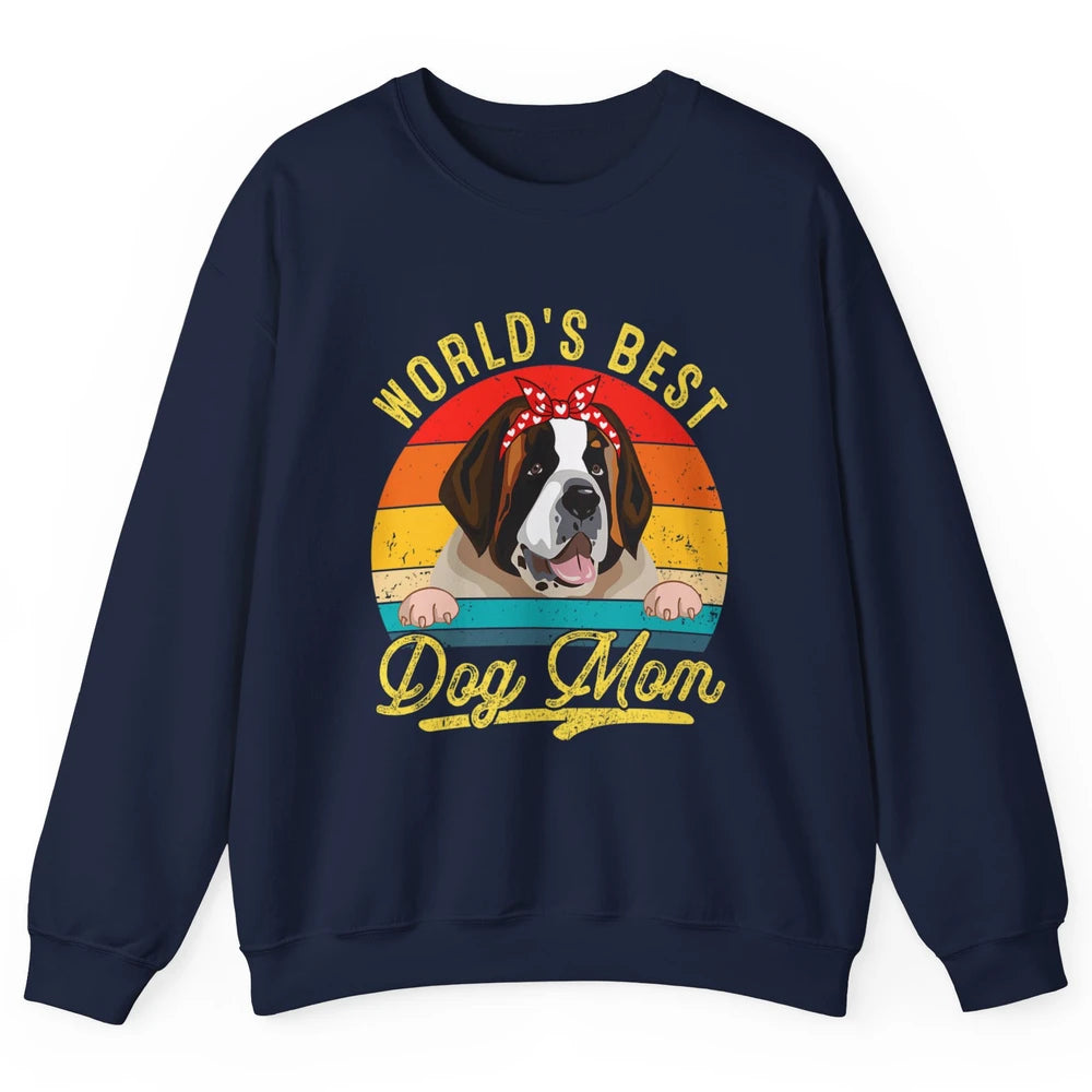 World Best Saint Bernard Dog Mom Funny Sunflower Mothers Day Unisex Crewneck Sweatshirt