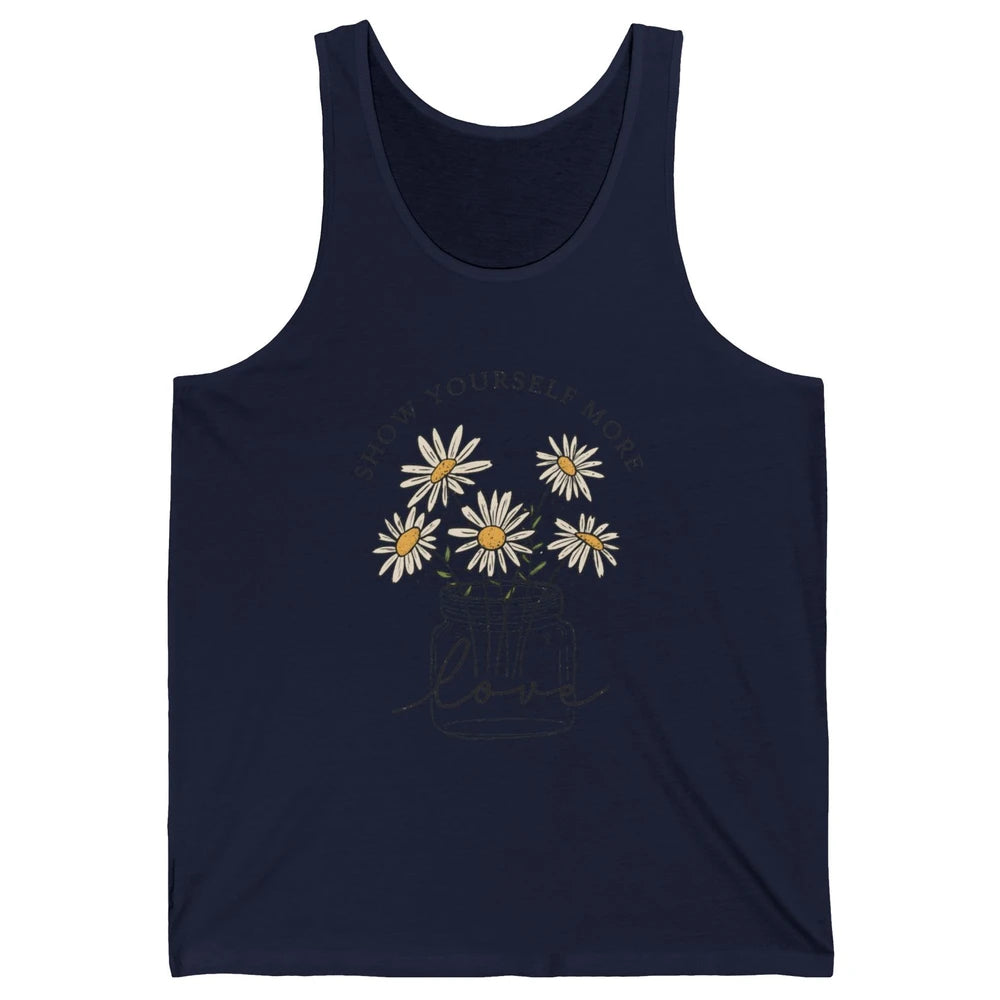 Self Love Daisy Wildflower Positive Motivation Minimalist Unisex Jersey Tank