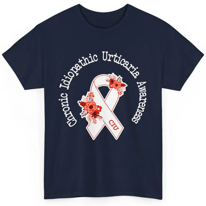 Chronic Idiopathic Urticaria Awareness CIU Red White Ribbon Classic Unisex T-Shirt