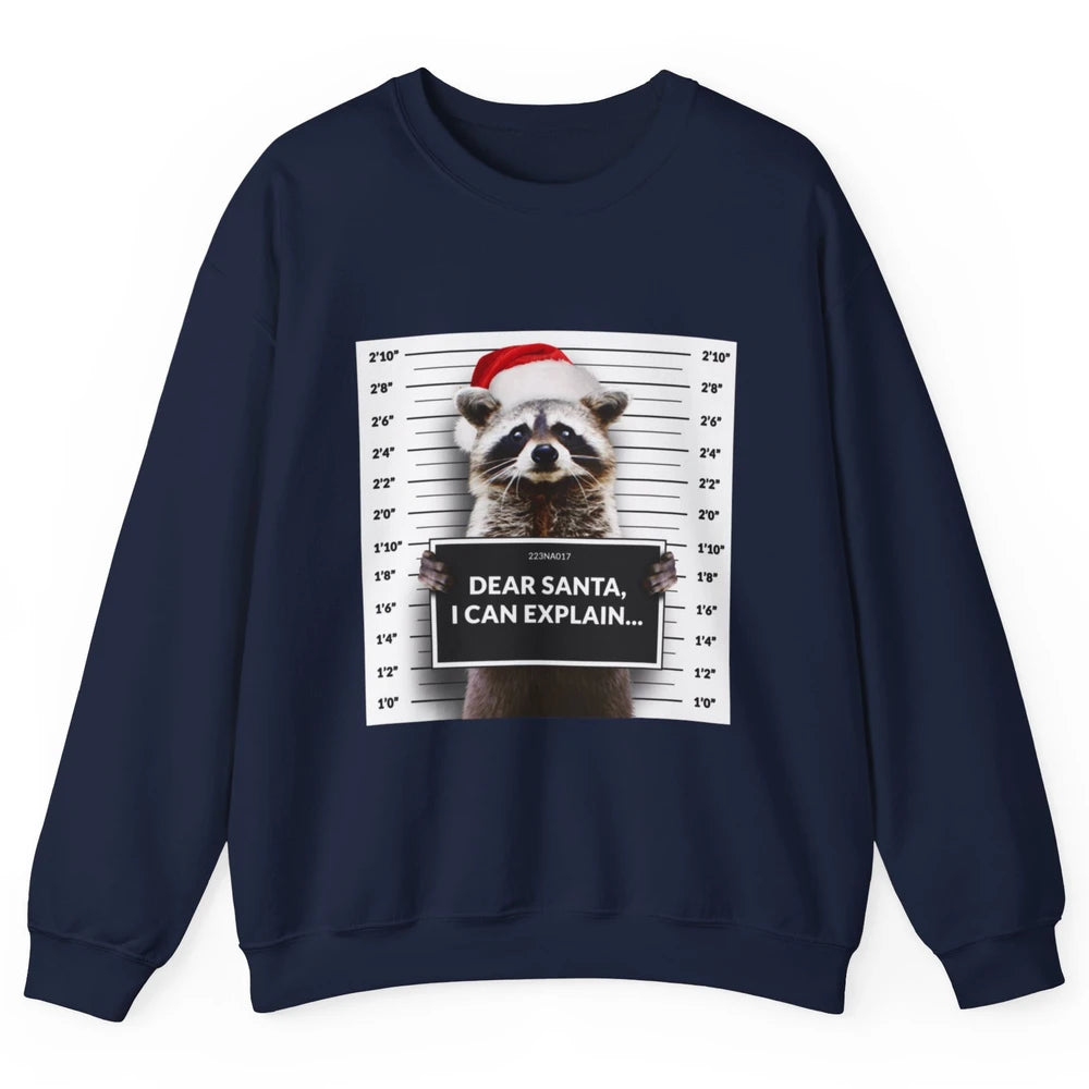 Funny Dear Santa I Can Explain Raccoon Xmas Merry Christmas Unisex Crewneck Sweatshirt