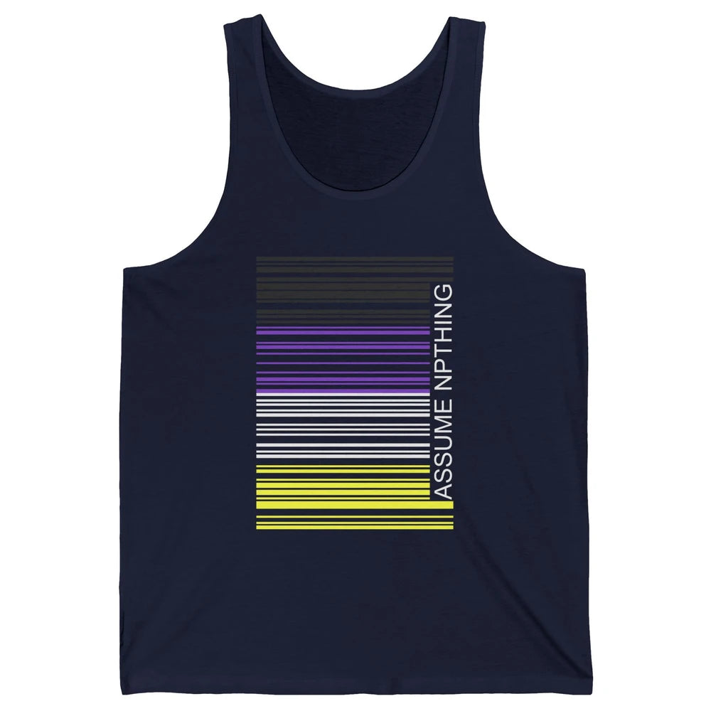 Assume Nothing Barcode Non Binary Genderqueer Pride Month Unisex Jersey Tank