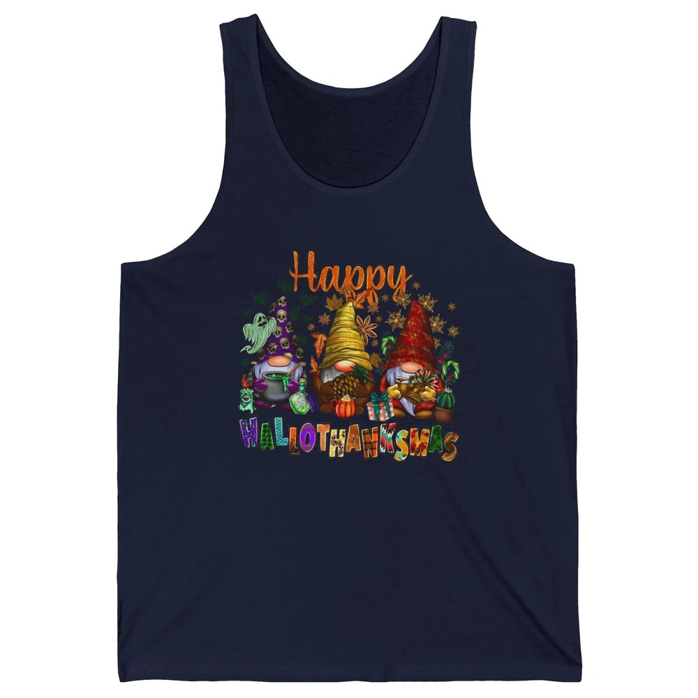 Funny Gnomes Happy Hallo-thank-mas Fall Pumpkin Thanksgiving Unisex Jersey Tank