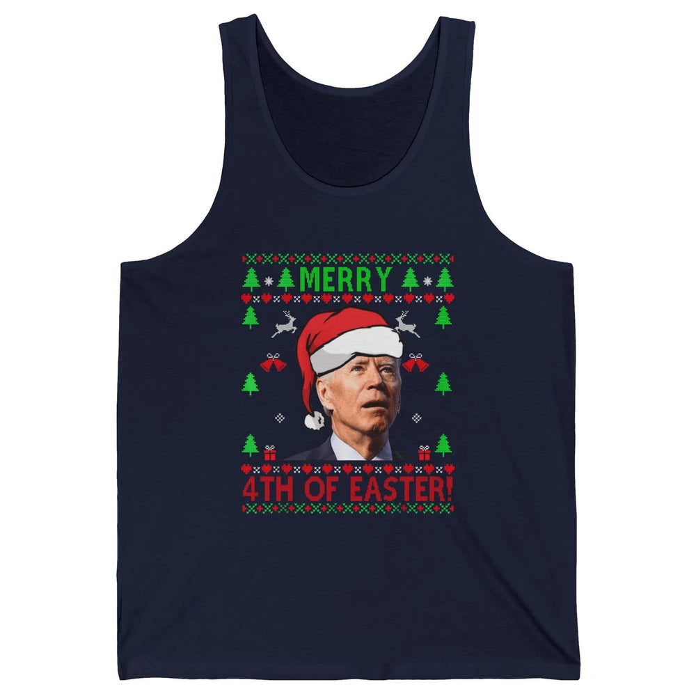 Funny Joe Biden Merry 4th Of Easter Christmas Anti Liberals Unisex Jersey Tank